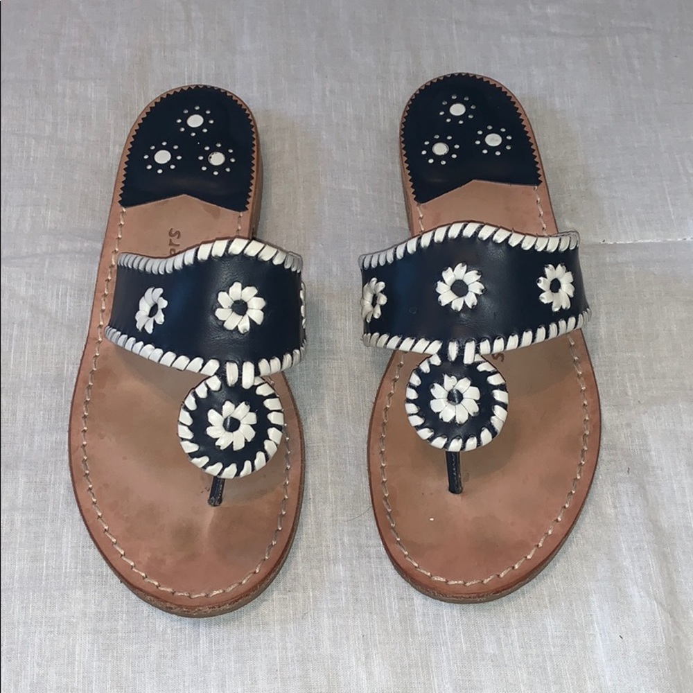 Navy and white jack rogers sandals